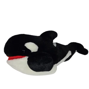 Orca Killer Whale Plush Hand Puppet Stuffed Animal Black White 14 Inch Squeaker - Picture 1 of 10