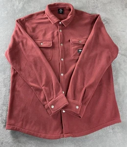Rip Curl Fleece Shirt Jacket Mens XXL Long Sleeve Snap Front Pockets Salmon - Picture 1 of 11