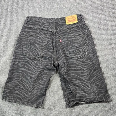 Levis 569 Jean Shorts Mens 32 Gray Black Tiger Stripe Denim Loose Fit Stretch - Image 1 of 4
