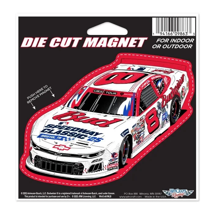 Imán troquelado 4x5 Dale Earnhardt Jr Wincraft 2025 #8 Budweiser MLB último modelo Foto 1 de 1