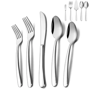 Heavy Duty Silverware Set, 45 Pieces Stainless Steel Flatware with Serving Ut... - Bild 1 von 7