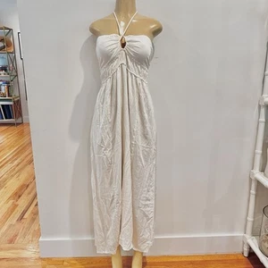 H&M Halter Maxi Dress Sz M Smocked Loose Cream HM - Picture 1 of 8
