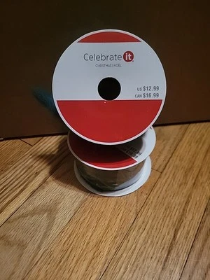 NEW Celebrate It  Ribbon 5/8" Wide x 30 Ft 2x Fuzzy Green Christmas Noel  - Image 1 of 4