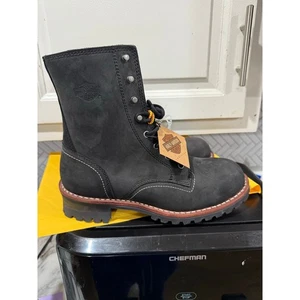 Harley-Davidson Herren Bentler Reitstiefel 9,5 Schwarz Leder Motorrad Goodyear - Bild 1 von 8