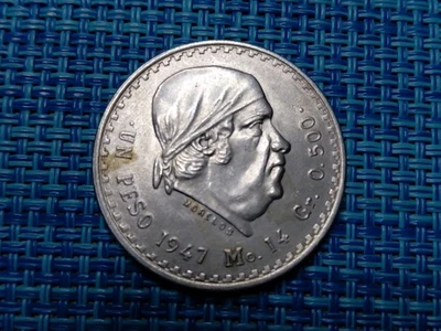 🇲🇽 México 1 peso 1947 moeda de prata 0,500 KM-456 110325-20 - Imagem 1 de 2