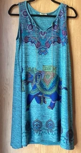 G M Dress Sleeveless Boho Elephant Print Size XL - Picture 1 of 7