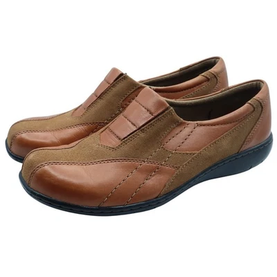 Clarks Bendables Bingo Q Slip On Shoes Womens 8M Tan Leather Loafers 83493 - Image 1 of 4