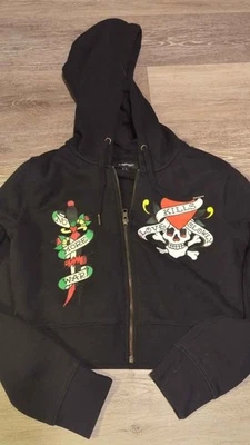 Sudadera con capucha vintage Y2K ed resistente talla juvenil grande crop cremallera Foto 1 de 3