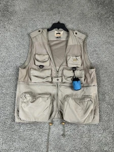 Humvee Fishing Vest Mens Large Khaki Mesh Multi Pocket Safari Travel Outdoor - Picture 1 of 11