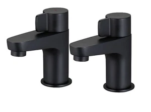 Black Pillar Taps (Pair). GoodHome Cavally Range From B&Q - Picture 1 of 5