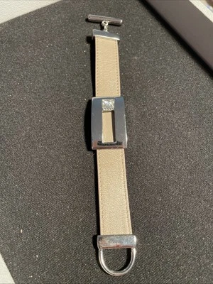 Pulsera Casa Blanca Mercado Negro Cuero Marrón 7.5" Grande Cuadrada Circonita cúbica, Modernista Foto 1 de 4