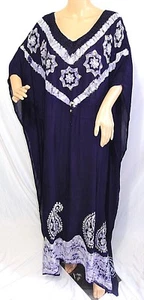 Riviera Sun Women Plus One Free Size Navy Blue Tie Dye Sequin Maxi Dress Kaftan - Picture 1 of 12