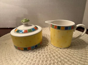 Villeroy & Boch TWIST ALEA Limone SUGAR BOWL with LID & CREAMER - Picture 1 of 8