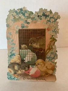 EASTER eggs and chicks, greeting card, stand up circa 1905 - Picture 1 of 4