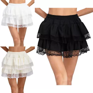 Women Clubwear Club Costumes Ruffle Skirt Kawaii Tiered Casual Style Lace Y2K - Picture 1 of 43
