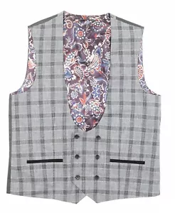 NEXT Mens Grey Plaid Polyester Blend Waistcoat Size 42 Reg - Picture 1 of 10
