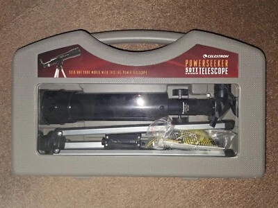 CELESTRON POWERSEEKER 50TT TELESCOPE 185 POWER 50 MM REFRACTOR  - Image 1 of 4