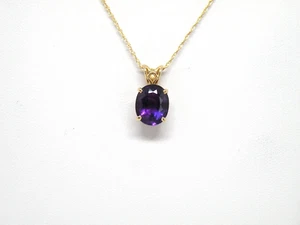 Auténtico Colgante Oro Amarillo 14k, Corte Ovalado Amatista, con Cadena Vintage - Imagen 1 de 8