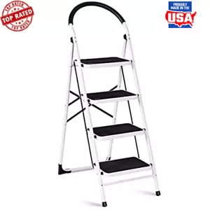 4 Step Folding Ladder Non-Slip Work Stool Heavy Duty Portable Platform Home New - Picture 1 of 8