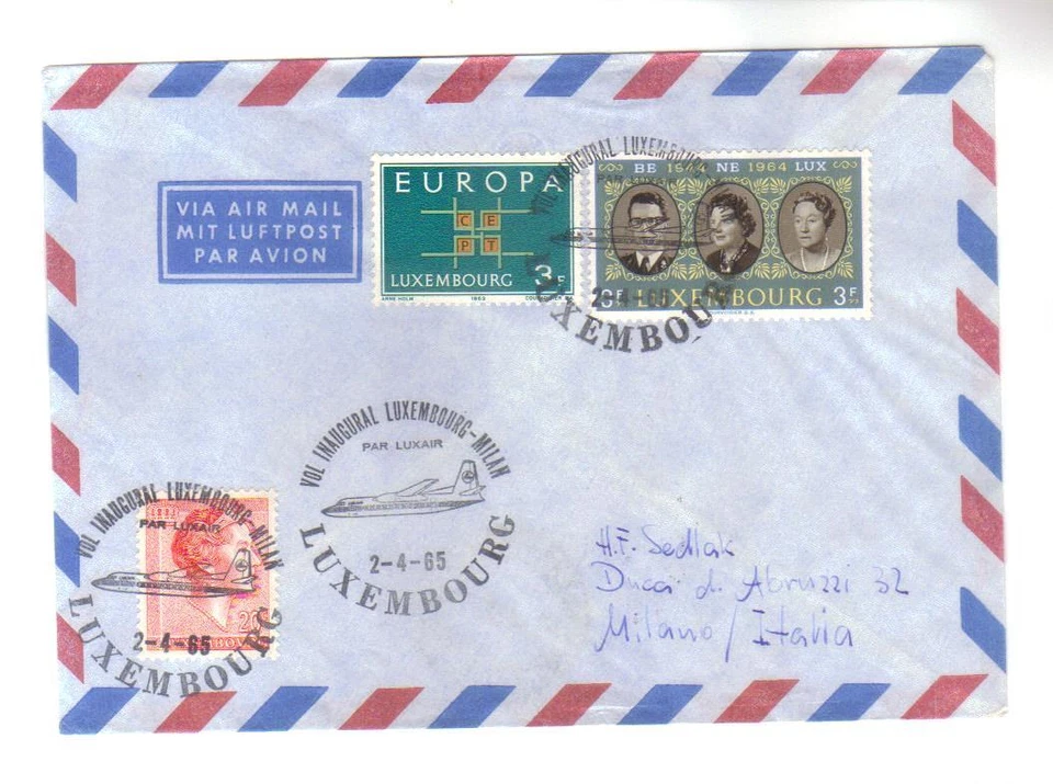 10423- Luxembourg, Luxair first flight to Milan 1965. - Photo 1/1
