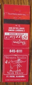 FORT PAYNE, ALABAMA MATCHBOOK COVER: WESTERN SIZZLIN STEAK HOUSE MATCHCOVER -E - Picture 1 of 2