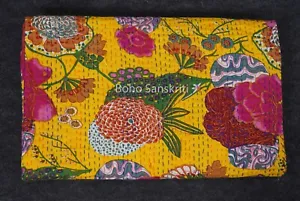 Floral printed kantha quilt boho bedding indian quilt handmade blanket - Picture 1 of 56