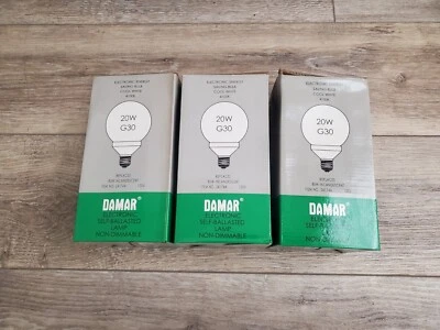 LOT 3 DAMAR SELF-BALLASTED SAVING BULB COOL WHITE 4100K REPLACE 80W 20W/G30/120V - Image 1 of 4