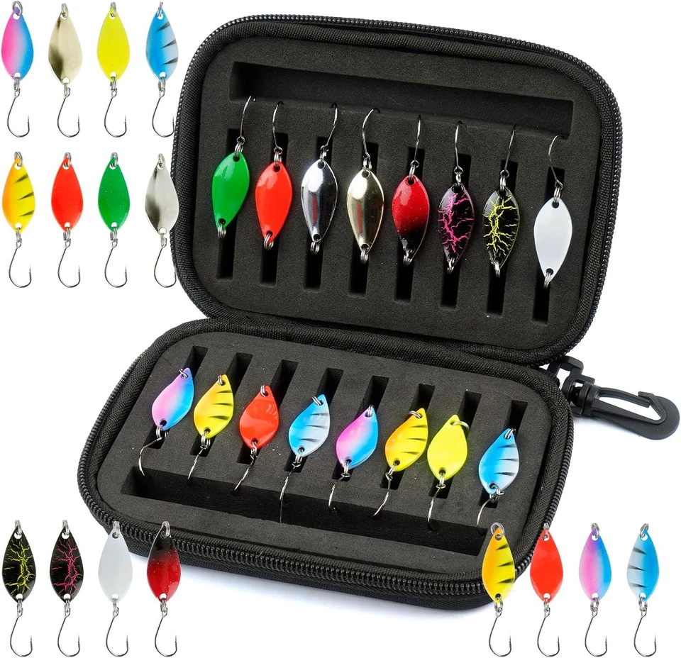 Esche Artificiali Spinning 16 Pezzi Trota Multicolore Cucchiaini Pesca Spoon Tro