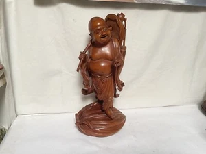 UU74 Chinese Old Circa 19th Century the Boxwood- Carved Maitreya Buddha Statue - Picture 1 of 15