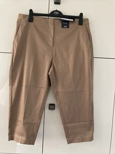 M&S Mia Ladies Slim Crop Bronze Trousers Stretch 20 REG Elasticated - NEW - Picture 1 of 5