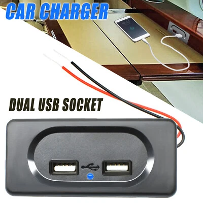 12V Auto Steckdose Dual USB Ladegerät KFZ Buchse Einbau Wohnmobile Wohnwage - Bild 1 von 4