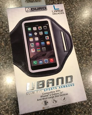 ADURO* Slim UBAND Lightweight SPORTS ARMBAND iPhone 6 Galaxy S6 LARGE Black  - Image 1 of 2