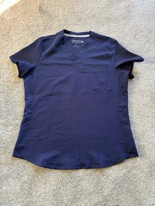Top scrub donna Fabletics tinta unita blu navy scollo a V taglia small - Foto 1 di 6