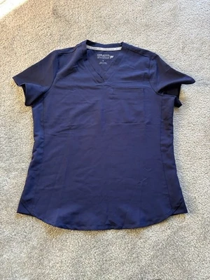 Fabletics Solid Navy Blue V-Neck Scrub Top Women's Size Small - Image 1 of 4