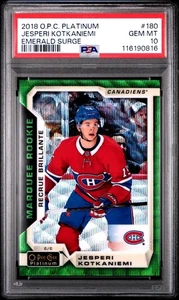 2018-19 OPC Platinum Jesperi Kotkaniemi #180 Emerald Surge /10 Rookie RC PSA 10 - Picture 1 of 2