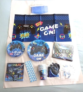 Video Game Party Gamer Birthday Decorations Tableware Plates Cups Balloon banner - Picture 1 of 9