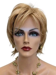Quality Short Layered Synthetic Wig Pro Wig Color Golden Blonde - Picture 1 of 12
