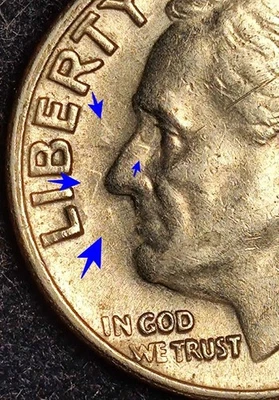 1968 D Roosevelt Dime with a Die Clash Error circulated - Image 1 of 3