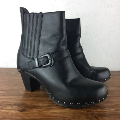 Dansko Clog Style Booties Buckle Studded Ankle Boots 9.5-10.5 / 40 Black Leather - Image 1 of 4
