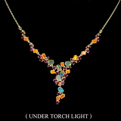 Collar de plata de ley 925 ovalado ópalo de fuego 6x4 mm ópalo naranja piedras preciosas 22 pulgadas Foto 1 de 4