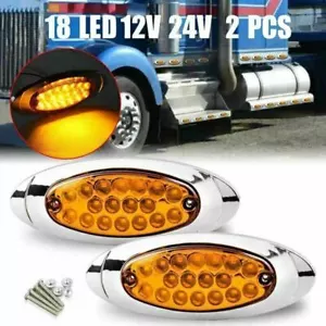 2X Ámbar 18 LED Camión Marcador Lateral Luz Señal de Giro DRL Remolque Camión - Imagen 1 de 12