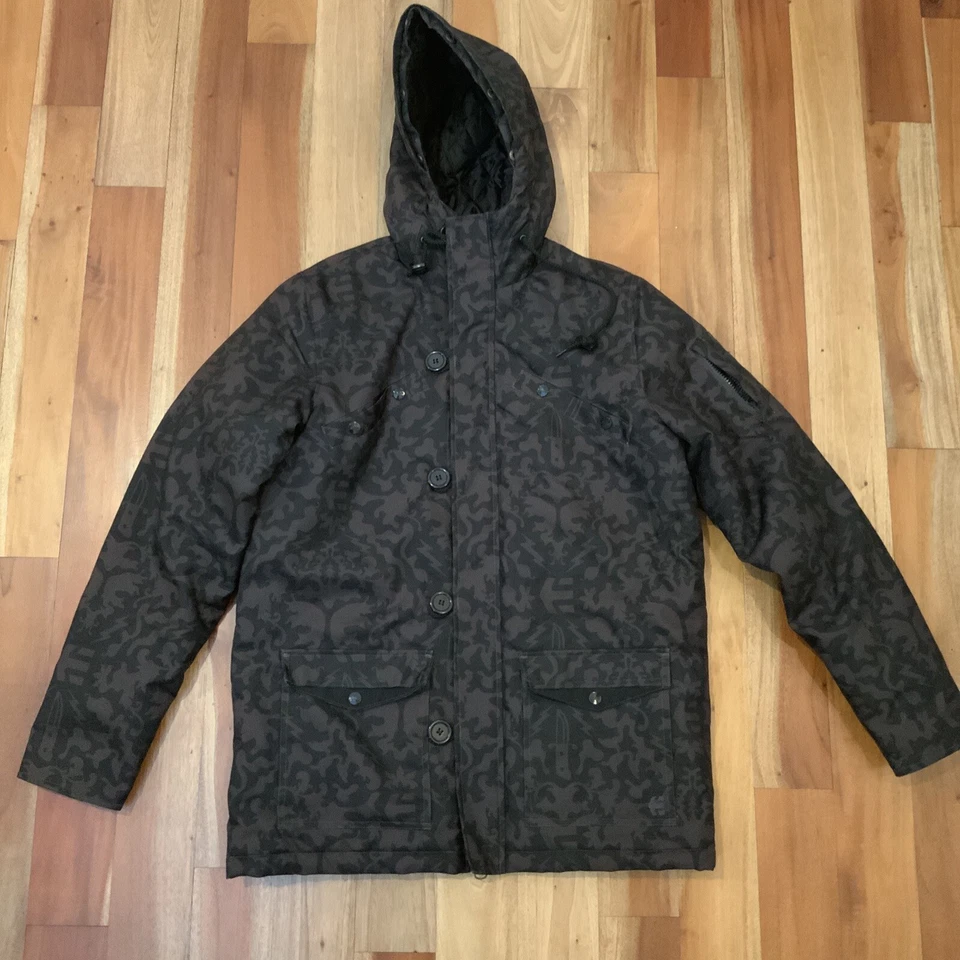 Parka de colección Etnies Países Bajos acolchada esquí snowboard marrón camuflada para hombre pequeña Foto 1 de 4