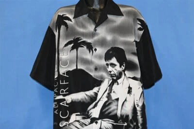 Camisa masculina vintage Y2K SCARFACE AL PACINO ORIGINAL GANGSTER AOP BOTÃO 2XL - Imagem 1 de 4