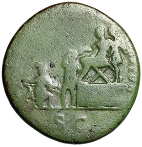 Trajan Sestertius "King Parthamaspates by Platform" Rome - Picture 1 of 5