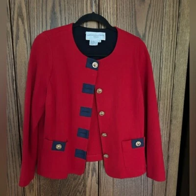 VTG Adrienne Vittadini Sport Patriotic Gold Star Button Knit Jacket Blazer | 12 - Image 1 of 4