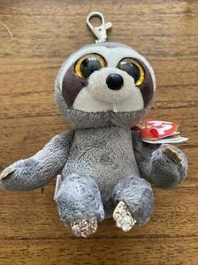 Dangler - Grey Sloth - TY Beanie Boo Key Ring Bag Clip Tags Animals Kawaii - Picture 1 of 6