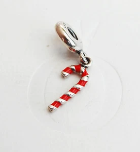 Genuine Pandora Silver Dangle Charm "Candy Cane" 791193EN09 - retired - Picture 1 of 2