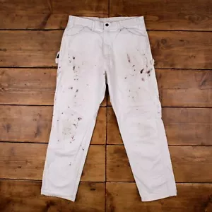 Pantalones de carpintero vintage Dickies 36x32 pintor para hombre rectos blancos - Imagen 1 de 10