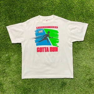 Vintage San Jose Mercury News 1989 10k Race Marathon Newspaper T Shirt 80s VTG - Picture 1 of 6