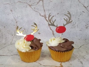 Reindeer Red Nose Cupcake Toppers - Perfect for Christmas Eve Box treats - Picture 1 of 9